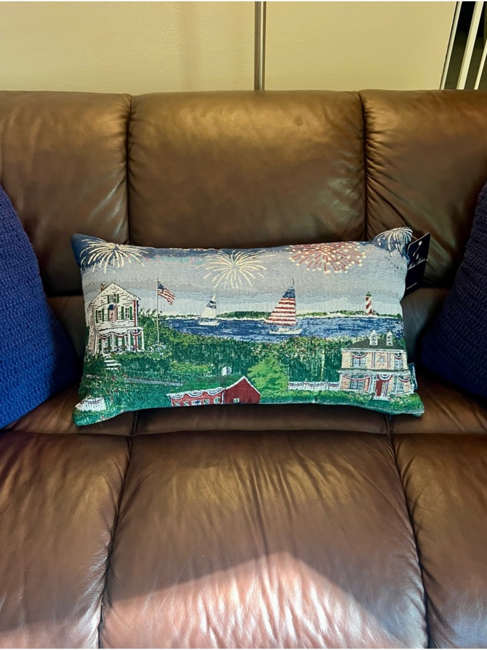 Brooks Brothers Nautical Americana Scene Decorative Pillow, Brand New